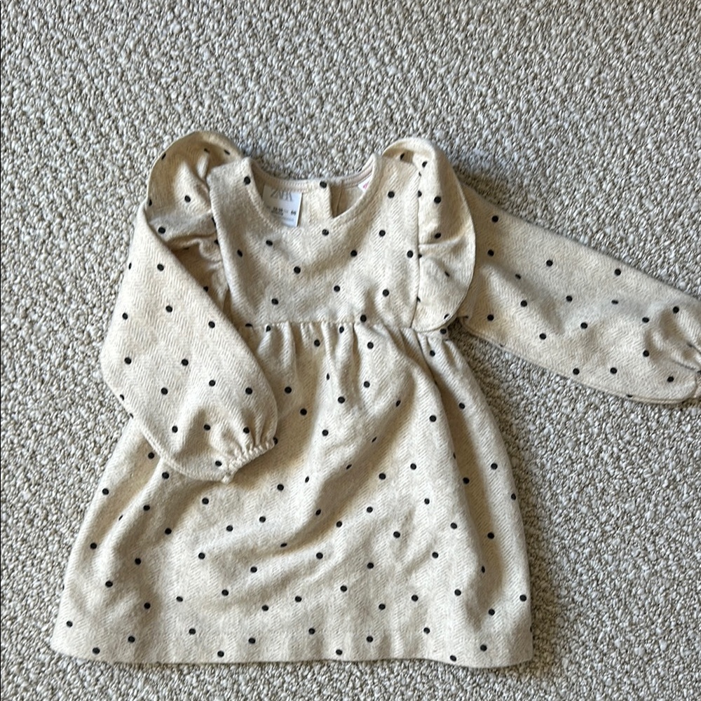 ZARA Kids Beige Polka Dot Dress, 12-18m